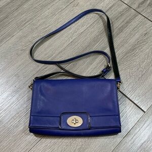 Kate Spade New York Royal Blue Leather & Black Patent Leather Crossbody Bag